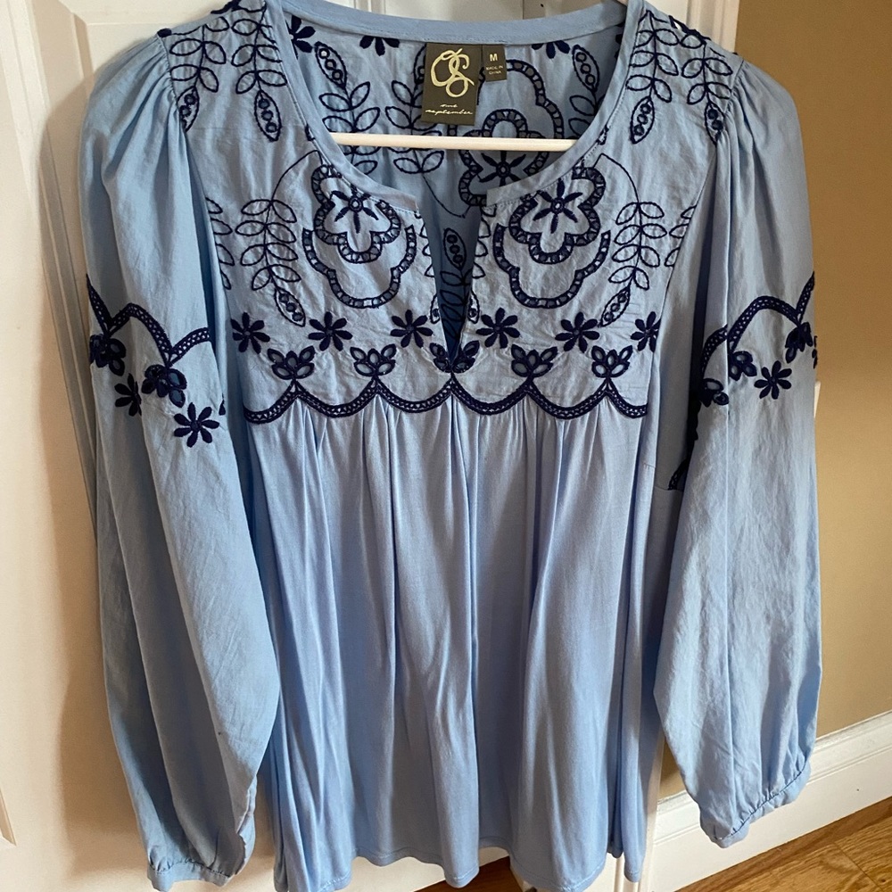Anthropologie Embroidered Top size m